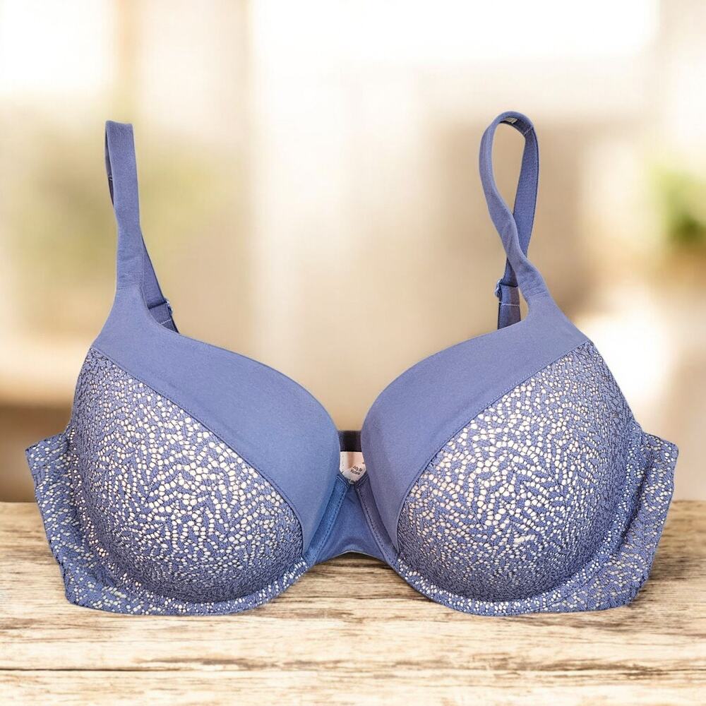 Victoria's Secret By Victoria Perfect Shape Bra 36DD Blue Lace Padded